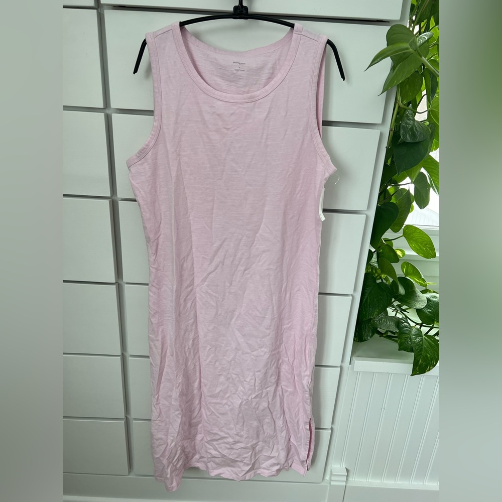 DailyRitual Cotton Relaxed-Fit Muscle-Sleeve Midi Dress Pink medium